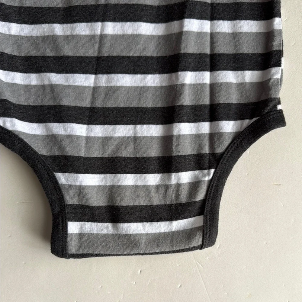 Okie Dokie Black and Gray Striped Onesie Boys 12 Months